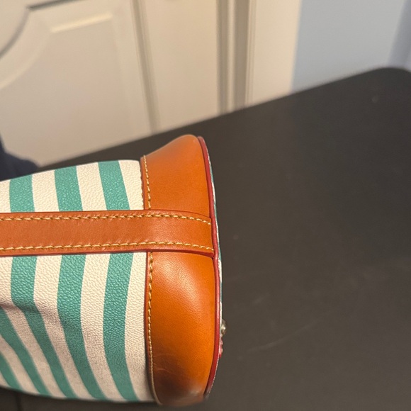 Dooney & Bourke Teal and Tan Striped Satchel - Picture 9 of 16
